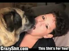 Amateur beastiality on the bed between a hot MILF and her dog